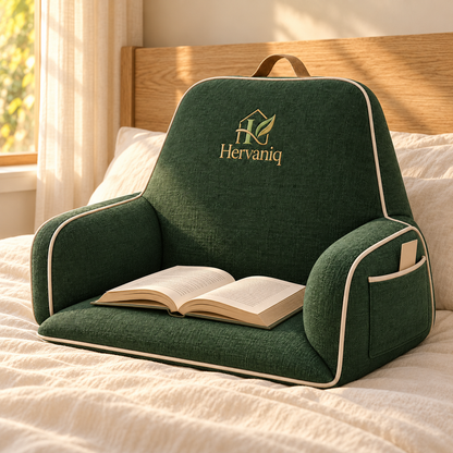 Hervaniq Cozy Corner Reading Pillow with Armrests & Side Pocket