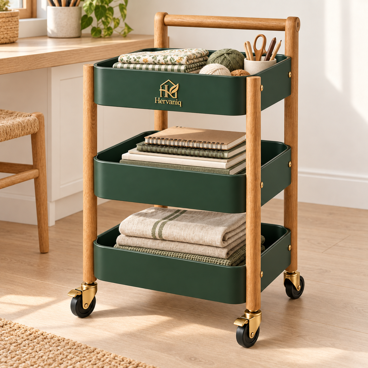 Hervaniq Flexi Living 3-Tier Rolling Storage Cart