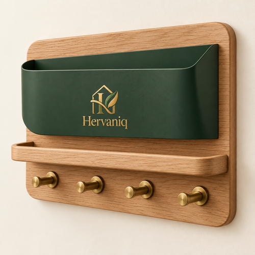 Hervaniq Smart Storage Wall-Mounted Mail & Key Organizer with Shelf