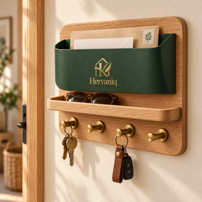 Hervaniq Smart Storage Wall-Mounted Mail & Key Organizer with Shelf