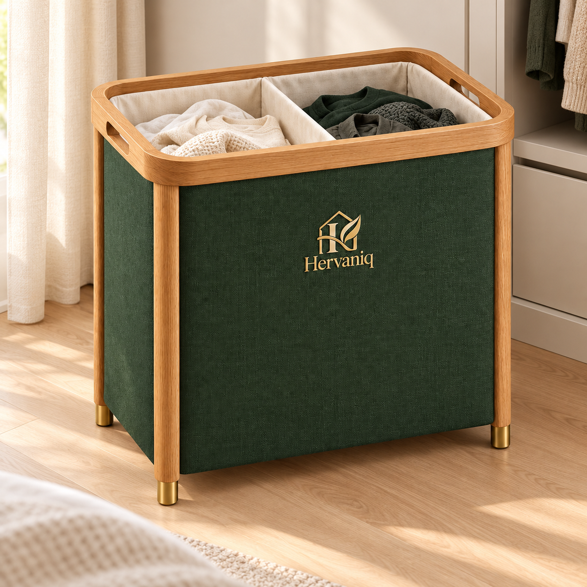 Hervaniq Smart Storage Dual-Compartment Laundry Hamper