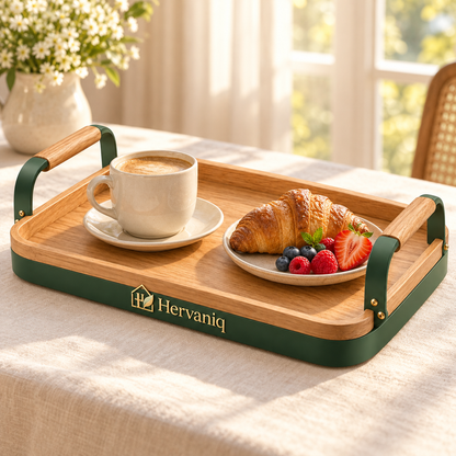 Hervaniq Compact Dining Serving Tray with Dual Handles